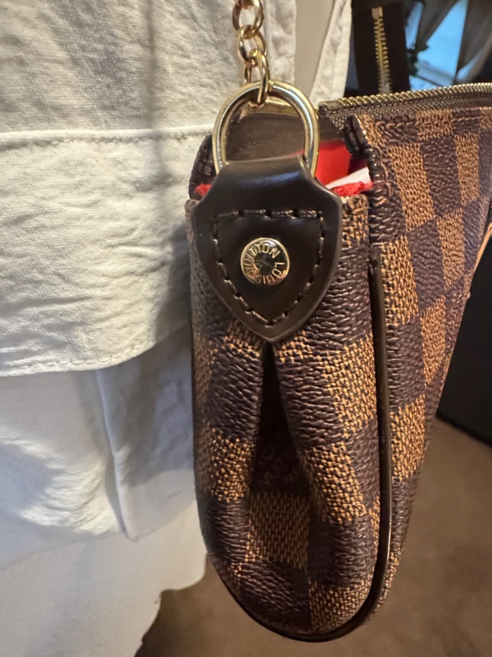 Louis Vuitton Brown Damier Ebene Chain Shoulder Pochette - Picture 3 of 12